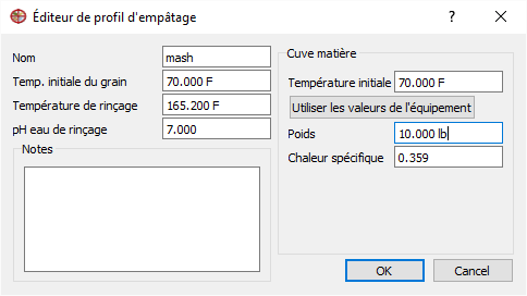 Paramètre d'empâtage